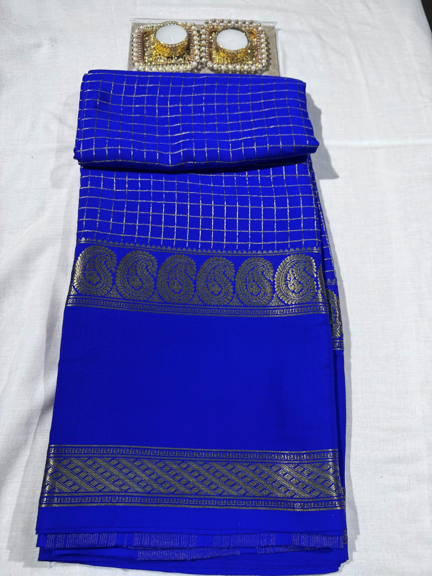 Royal Blue Pure Mysore Silk Saree with Rich Traditional Pallu